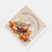 Aquarell Erntedank Türkei und Pumpkins Serviette (Ecke)