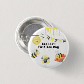 Aquarell Erste Biene Tag Geburtstagsfeier Button (Vorne & Hinten)
