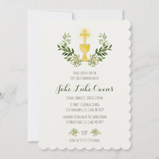 Aquarell-erste Kommunions-Einladung Einladung (Vorderseite)