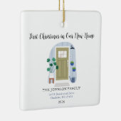 Aquarell Erste Weihnachten in unserer neuen Zuhaus Keramikornament (Rechts)