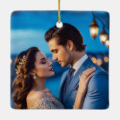 Aquarell Erster Weihnachtsmann und Foto Keramikornament (Rückseite)