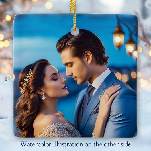 Aquarell Erster Weihnachtsmann und Foto Keramikornament