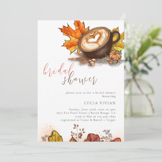 Aquarell Espresso Liebe Braut Brautparty Einladung (Stehend Vorderseite)