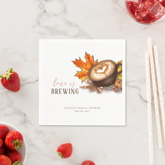 Aquarell Espresso Liebe Braut Brautparty Serviette (Beispiel)