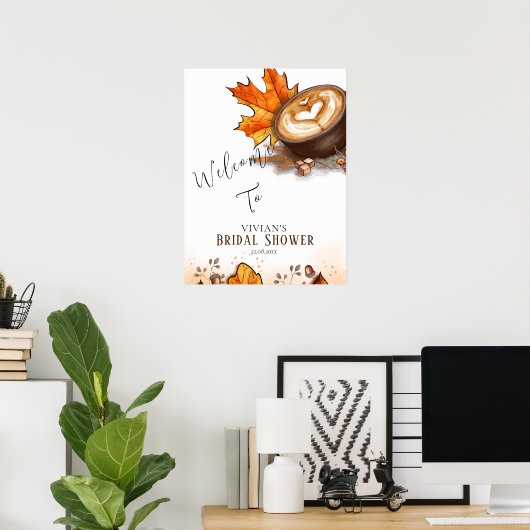 Aquarell Espresso Liebe Braut Bridal Willkommen Poster (Heimbüro)