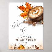 Aquarell Espresso Liebe Braut Bridal Willkommen Poster (Vorne)