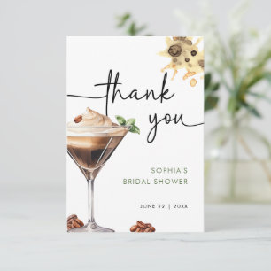 Aquarell-Espresso-Martini-Brautabschiedsparty Dankeskarte