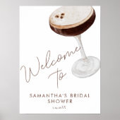 Aquarell Espresso Martini Dusche Begrüßungszeichen Poster (Vorne)