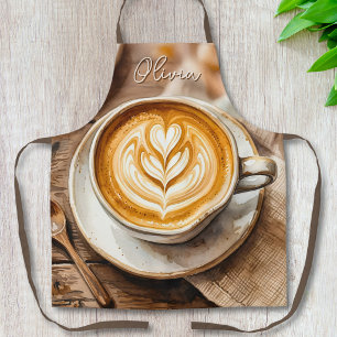 Aquarell Espresso Tasse Cozy Latte Art Schürze