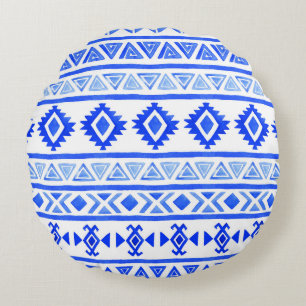 Aquarell-ethnische Azteken, geometrisches Muster. Rundes Kissen