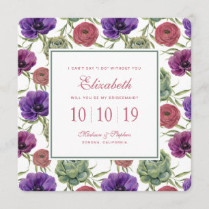Aquarell   Eukalyptus & Anemone - Bridesmaid Einladung