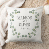 Aquarell-Eukalyptus-Blatt-Spant Wedding | Kissen (Decke)