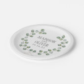 Aquarell-Eukalyptus-Blatt-Spant Wedding | Pappteller (Schrägansicht)