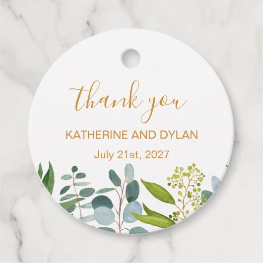 Aquarell, Eukalyptus-Blätter Geschenkanhänger (Vorderseite)