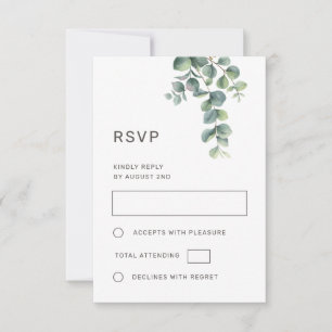 Aquarell-Eukalyptus-Blätter-Hochzeit RSVP Karte