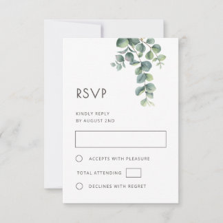 Aquarell-Eukalyptus-Blätter-Hochzeit RSVP Karte