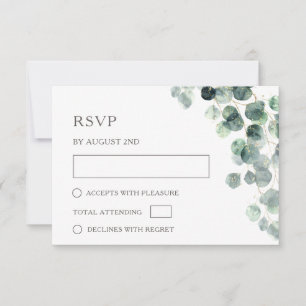 Aquarell-Eukalyptus-Blätter-Hochzeit RSVP Karte