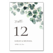 Aquarell-Eukalyptus-Blätter-Hochzeit Tischnummer (Rückseite)