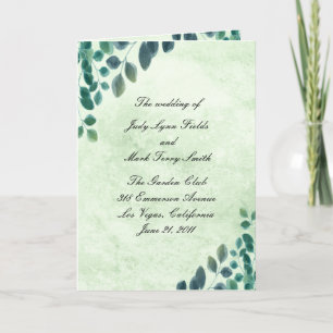 Aquarell-Eukalyptus-Blätter Hochzeitsprogrammkarte Feiertagskarte