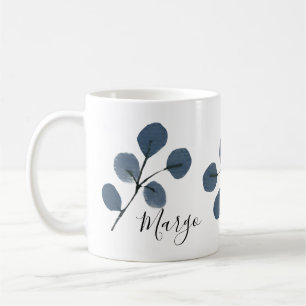 Aquarell-Eukalyptus-Blau-Botanik Handgemalt Kaffeetasse