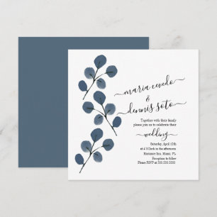 Aquarell-Eukalyptus-Blau-Elegante-Schrift-Hochzeit Einladung