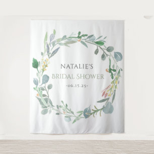 Aquarell-Eukalyptus-Blumen-Hochzeitsdusche Grün Wandteppich