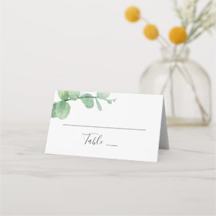 Aquarell-Eukalyptus. Elegante Grünzeug-Hochzeit Platzkarte