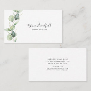 Aquarell-Eukalyptus-Elegante-Skript-Salon Visitenkarte