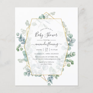 Aquarell-Eukalyptus-Geometrie-Baby-Party Flyer