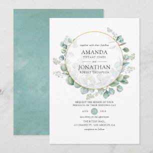 Aquarell-Eukalyptus-Geometrie-Hochzeit Einladung