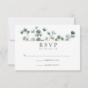 Aquarell-Eukalyptus-Geometrie-Hochzeits-RSVP RSVP Karte