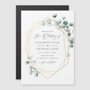 Aquarell-Eukalyptus-Geometrische-Hochzeit Magneteinladung
