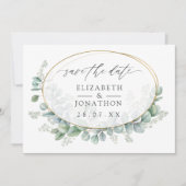 Aquarell-Eukalyptus-Geometrische-Hochzeit Save The Date (Vorderseite)