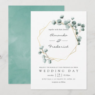 Aquarell-Eukalyptus-Geometrische Hochzeitseinladun Einladung