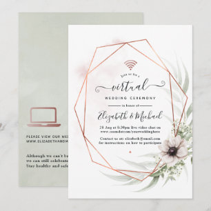 Aquarell-Eukalyptus-Geometrische-Virtual-Wedding Einladung