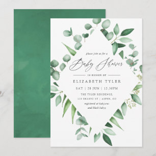 Aquarell-Eukalyptus-Grün-Babyshower Einladung