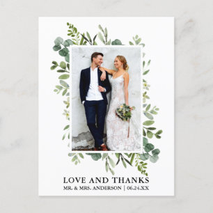 Aquarell-Eukalyptus-Grün-Hochzeit-Dankeschön Postkarte
