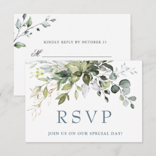 Aquarell-Eukalyptus-Grün-Hochzeits-Antwortkarte RSVP Karte