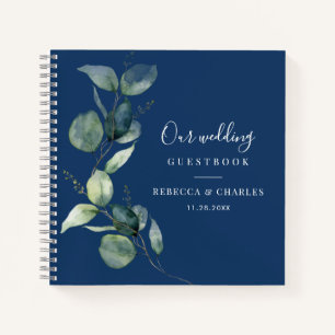 Aquarell-Eukalyptus-Grün-Hochzeitsgästebuch Notizblock