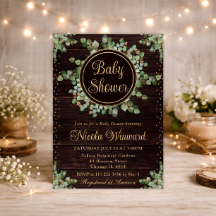 Aquarell-Eukalyptus-Grün-Kranz-Baby-Party Einladung