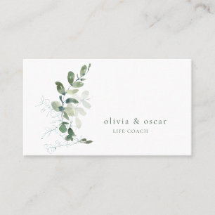 Aquarell-Eukalyptus-Grün-Life-Coach-Design Visitenkarte