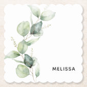 Aquarell-Eukalyptus-Grün Minimalist Untersetzer (Vorderseite)