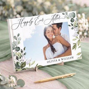 Aquarell-Eukalyptus-Grün PHOTO-Hochzeit Gästebuch
