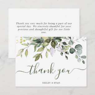 Aquarell Eukalyptus Grün Wasserfarbene Hochzeit Dankeskarte