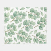 Aquarell-Eukalyptus-Grünmuster Fleecedecke (Vorderseite (Horizontal))