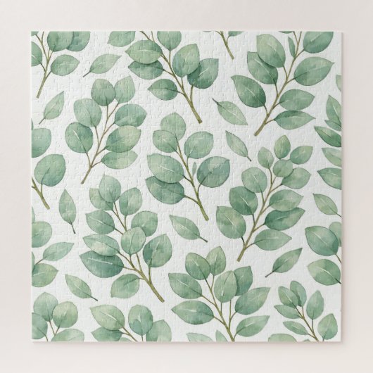 Aquarell-Eukalyptus-Grünmuster Puzzle (Vertikal)