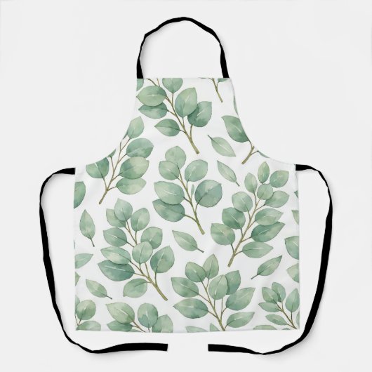Aquarell-Eukalyptus-Grünmuster Schürze (Vorderseite)