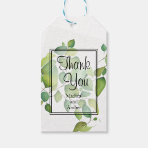 Aquarell-Eukalyptus Grünpflanzen grünes Laubwerk Geschenkanhänger