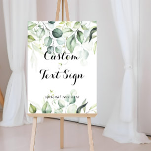 Aquarell-Eukalyptus-Grünpflanzen-Schild mit indivi Poster