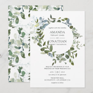 Aquarell-Eukalyptus-Grünzeug-Hochzeit Einladung